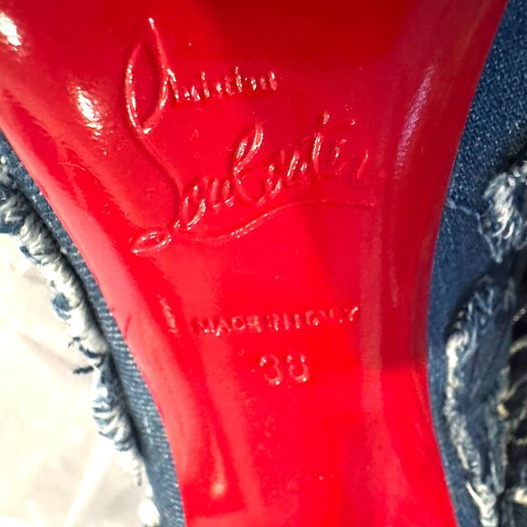 Christian Louboutin SO KATE BOOTY 100 Denim Ankle Bootie Boots Heels - Picture 15 of 16